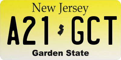 NJ license plate A21GCT