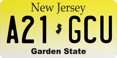 NJ license plate A21GCU