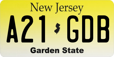 NJ license plate A21GDB