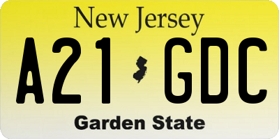 NJ license plate A21GDC