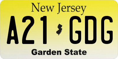 NJ license plate A21GDG