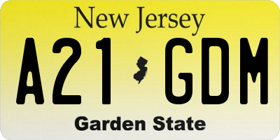 NJ license plate A21GDM