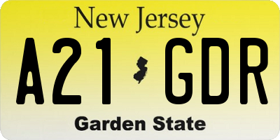 NJ license plate A21GDR