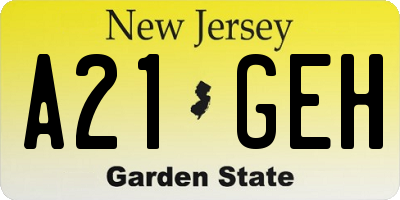 NJ license plate A21GEH