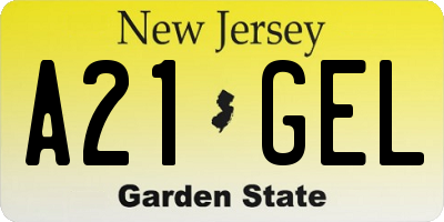 NJ license plate A21GEL