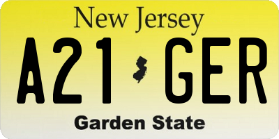 NJ license plate A21GER