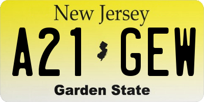 NJ license plate A21GEW