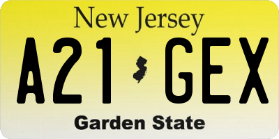 NJ license plate A21GEX
