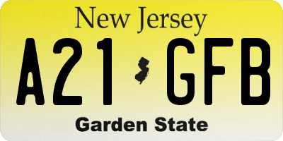 NJ license plate A21GFB