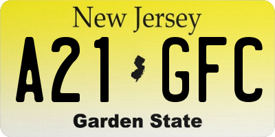 NJ license plate A21GFC
