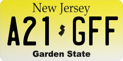 NJ license plate A21GFF