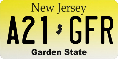 NJ license plate A21GFR