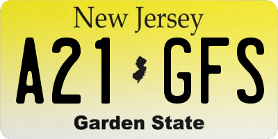 NJ license plate A21GFS