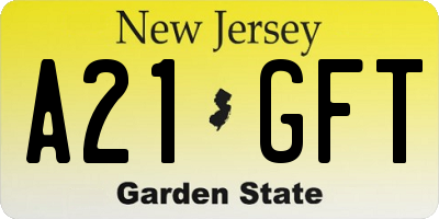 NJ license plate A21GFT