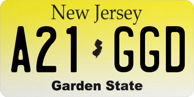 NJ license plate A21GGD
