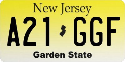NJ license plate A21GGF