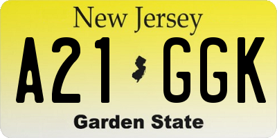 NJ license plate A21GGK