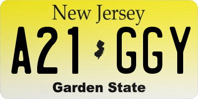 NJ license plate A21GGY