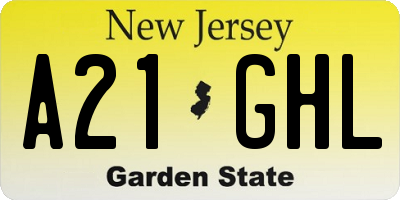NJ license plate A21GHL