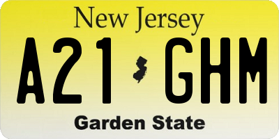 NJ license plate A21GHM