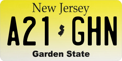 NJ license plate A21GHN