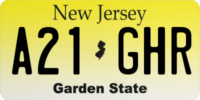 NJ license plate A21GHR