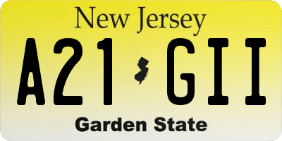 NJ license plate A21GII