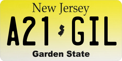 NJ license plate A21GIL