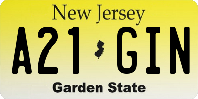 NJ license plate A21GIN
