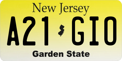 NJ license plate A21GIO