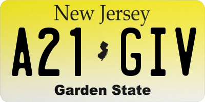 NJ license plate A21GIV