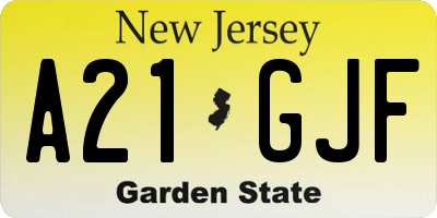 NJ license plate A21GJF