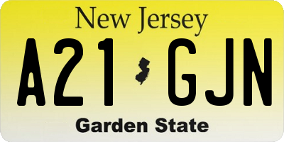 NJ license plate A21GJN
