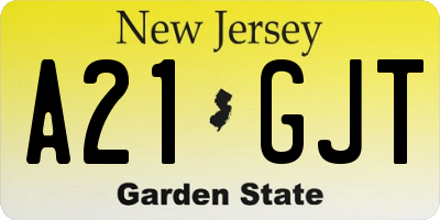 NJ license plate A21GJT