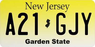 NJ license plate A21GJY