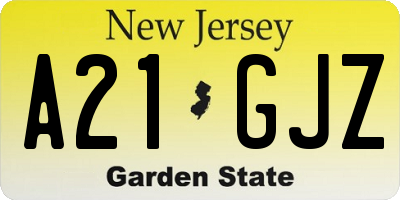 NJ license plate A21GJZ