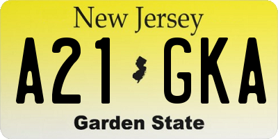 NJ license plate A21GKA