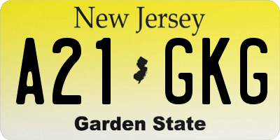 NJ license plate A21GKG