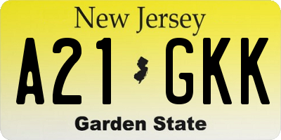 NJ license plate A21GKK