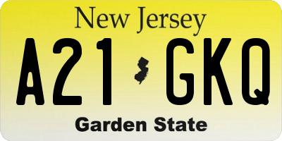 NJ license plate A21GKQ