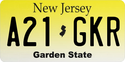 NJ license plate A21GKR