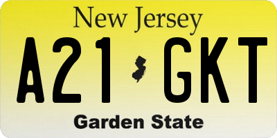 NJ license plate A21GKT