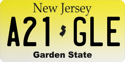 NJ license plate A21GLE