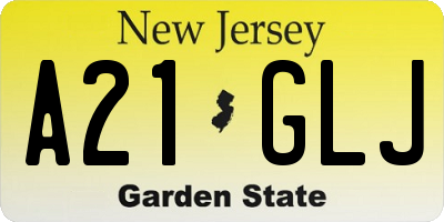NJ license plate A21GLJ