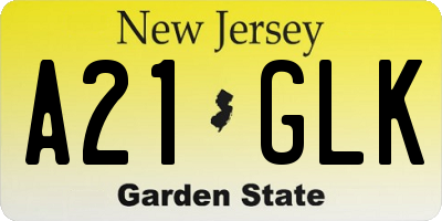 NJ license plate A21GLK