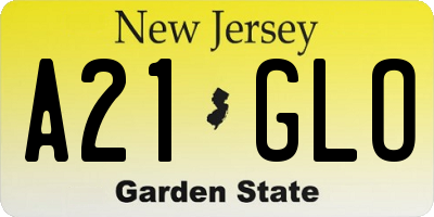 NJ license plate A21GLO