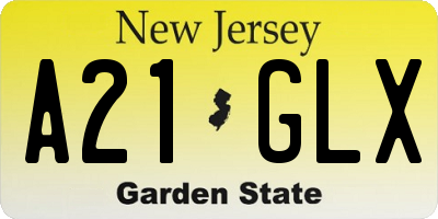 NJ license plate A21GLX
