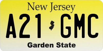 NJ license plate A21GMC