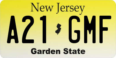 NJ license plate A21GMF