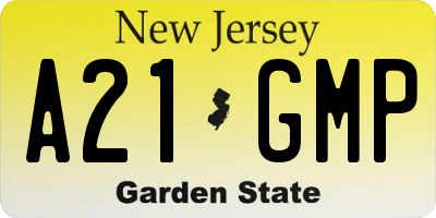 NJ license plate A21GMP
